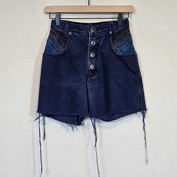 Zena Pants - Zena Color Block Denim Cut Off Shorts Vintage 90s Juniors 3 Summer Festival